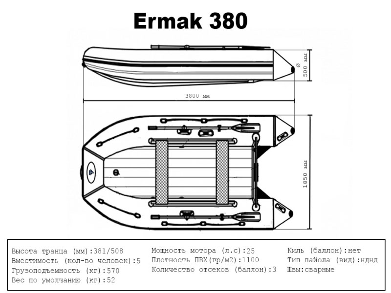 Лодка Ермак 380 НДНД